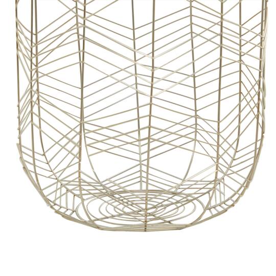 CosmoLiving by Cosmopolitan Silver Metal Storage Basket with Faux Leather Handles Set of 3 16", 14